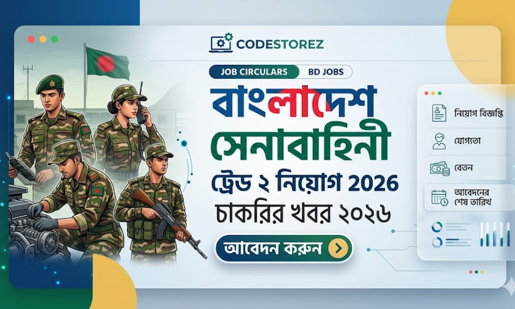 বাংলাদেশ সেনাবাহিনী ট্রেড ২ নিয়োগ 2026 - চাকরির খবর ২০২৬