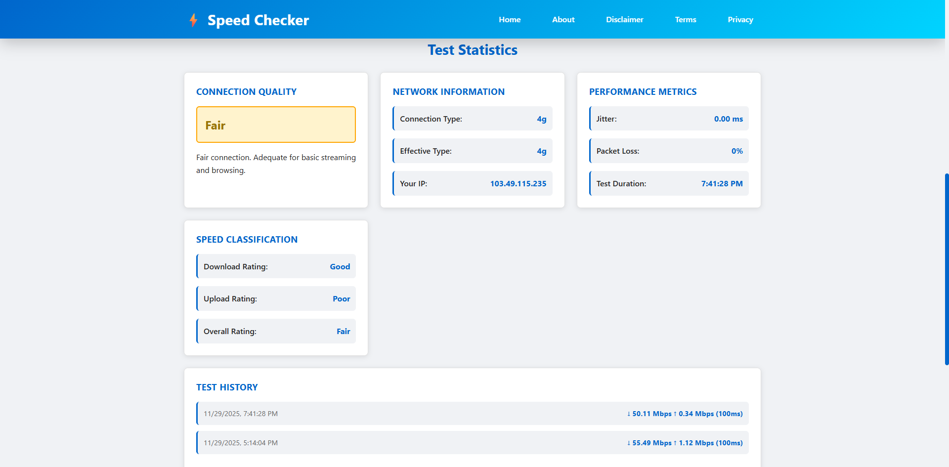 Internet Speed Checker Screenshot 1