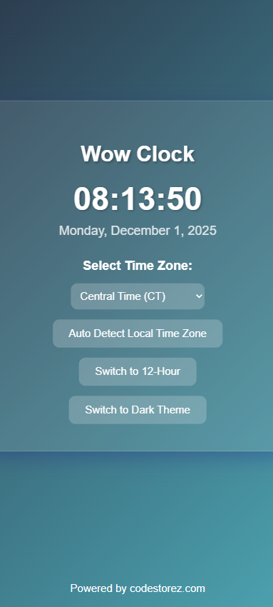 Wow Clock Screenshot 1