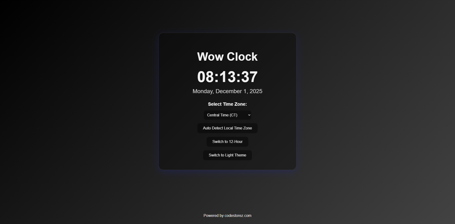 Wow Clock Screenshot 2