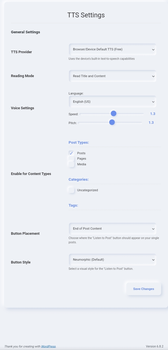 WP Post TTS Screenshot 1
