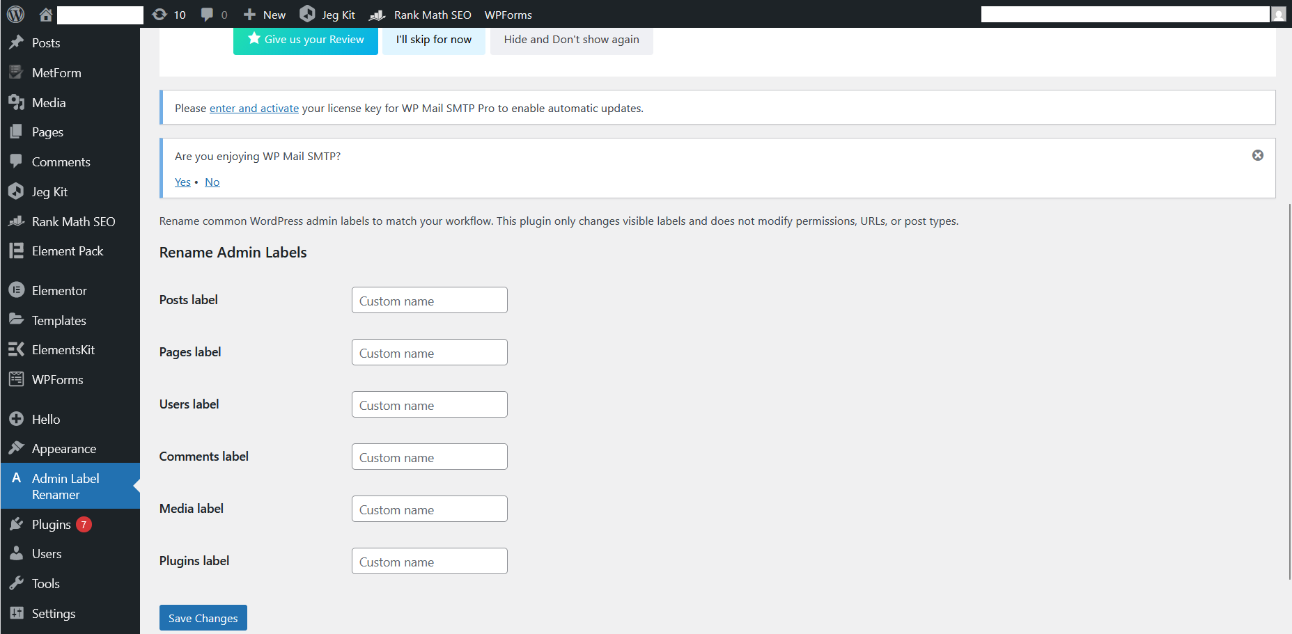 Admin Label Renamer Screenshot 1