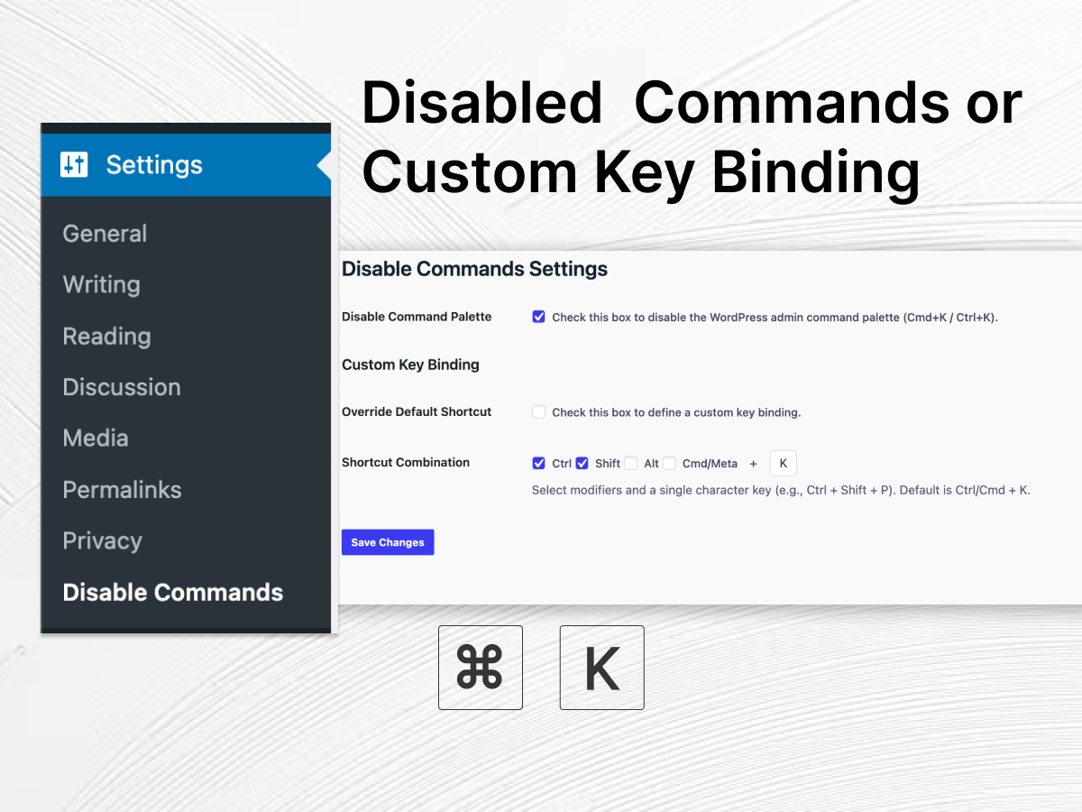 Disable Commands – Custom Key Binding in Command Palette Screenshot 1