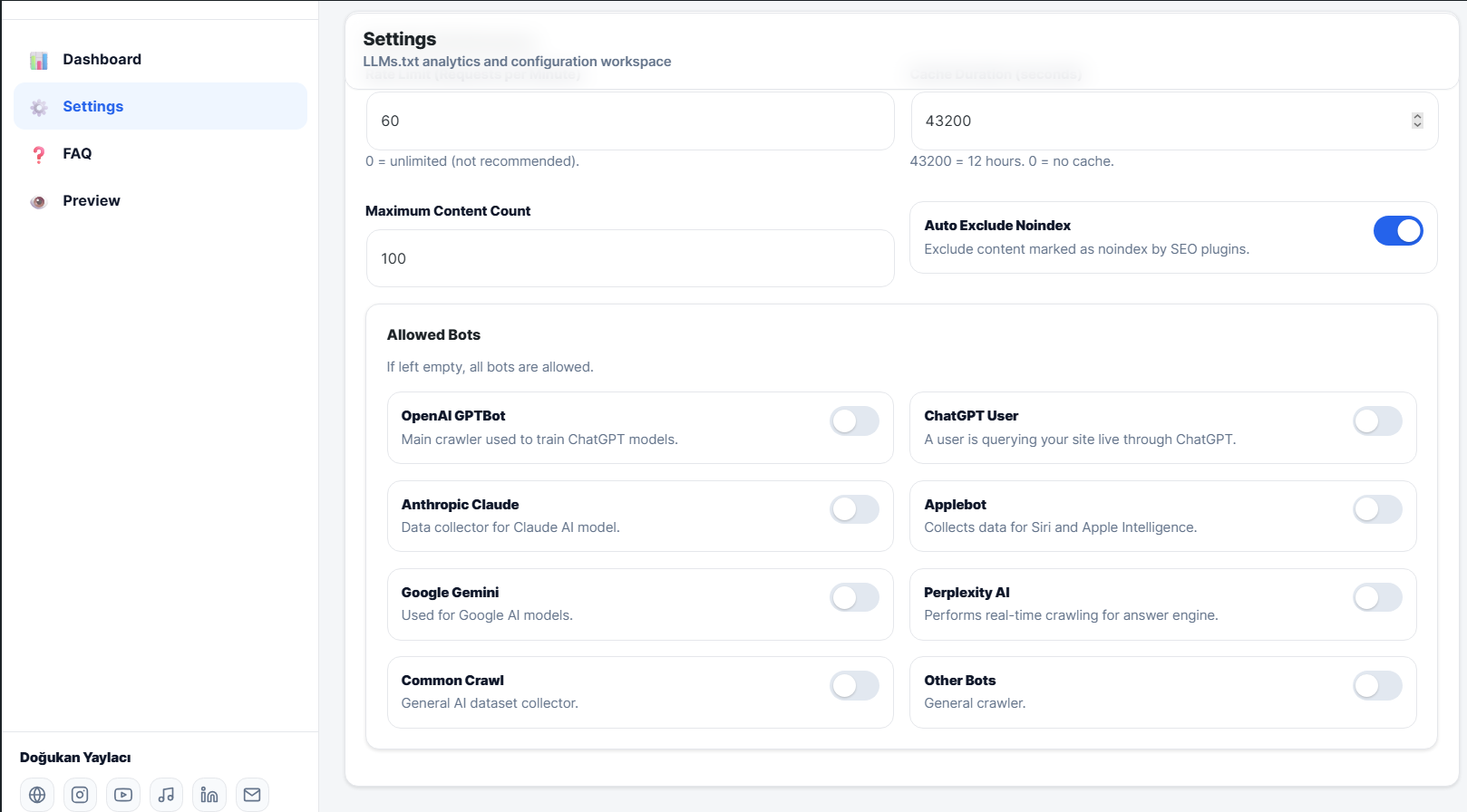 DY LLMs.txt Tool screenshot 3 - WordPress Plugins app interface