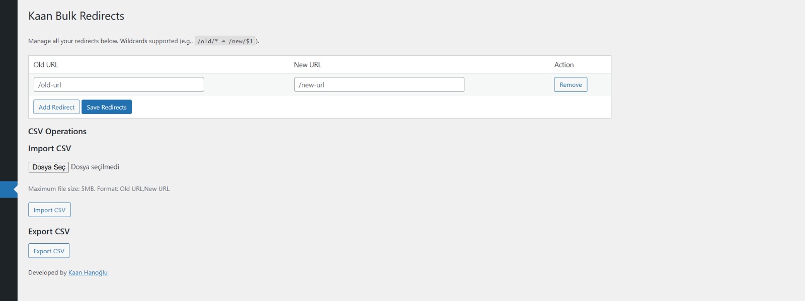 Kaan Bulk Redirects Screenshot 2