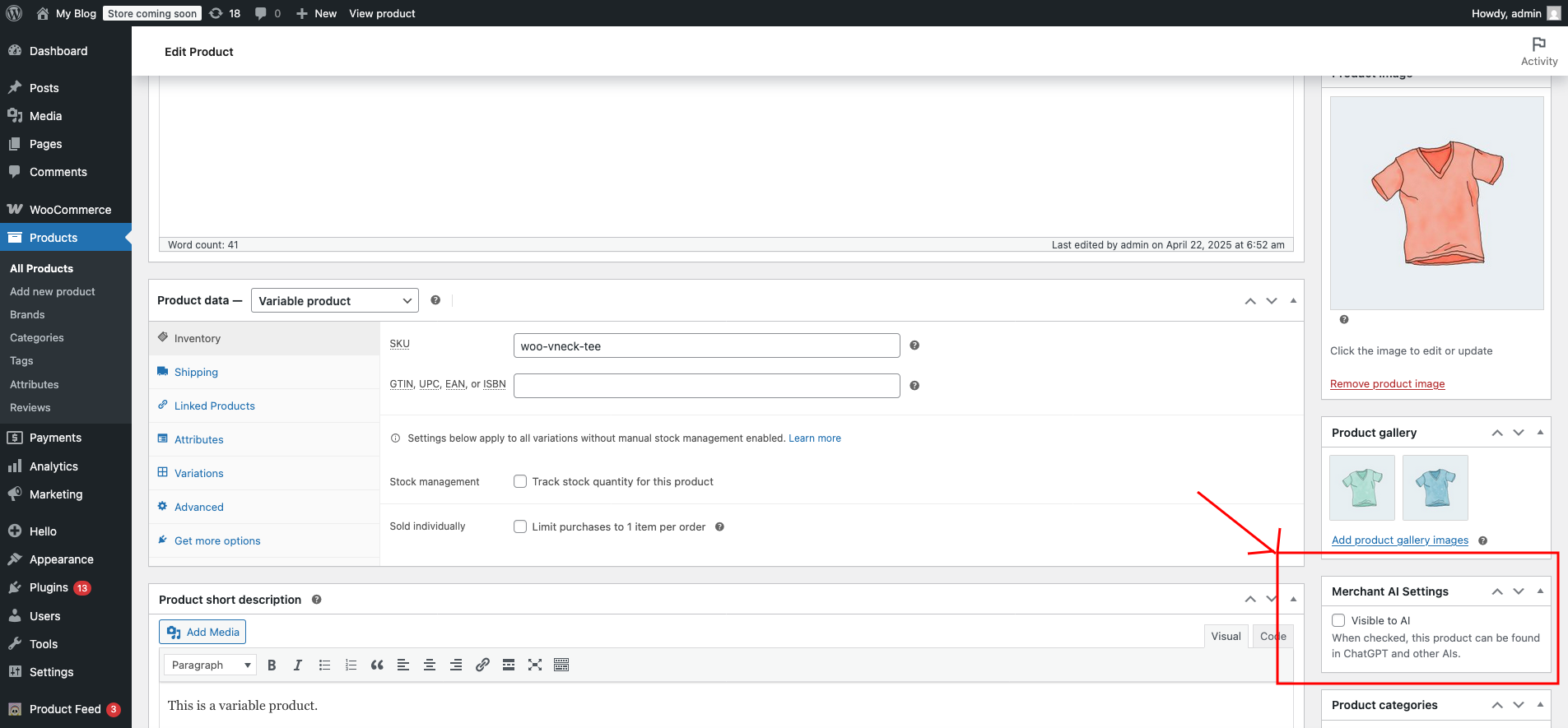 Merchant AI Feed Screenshot 1