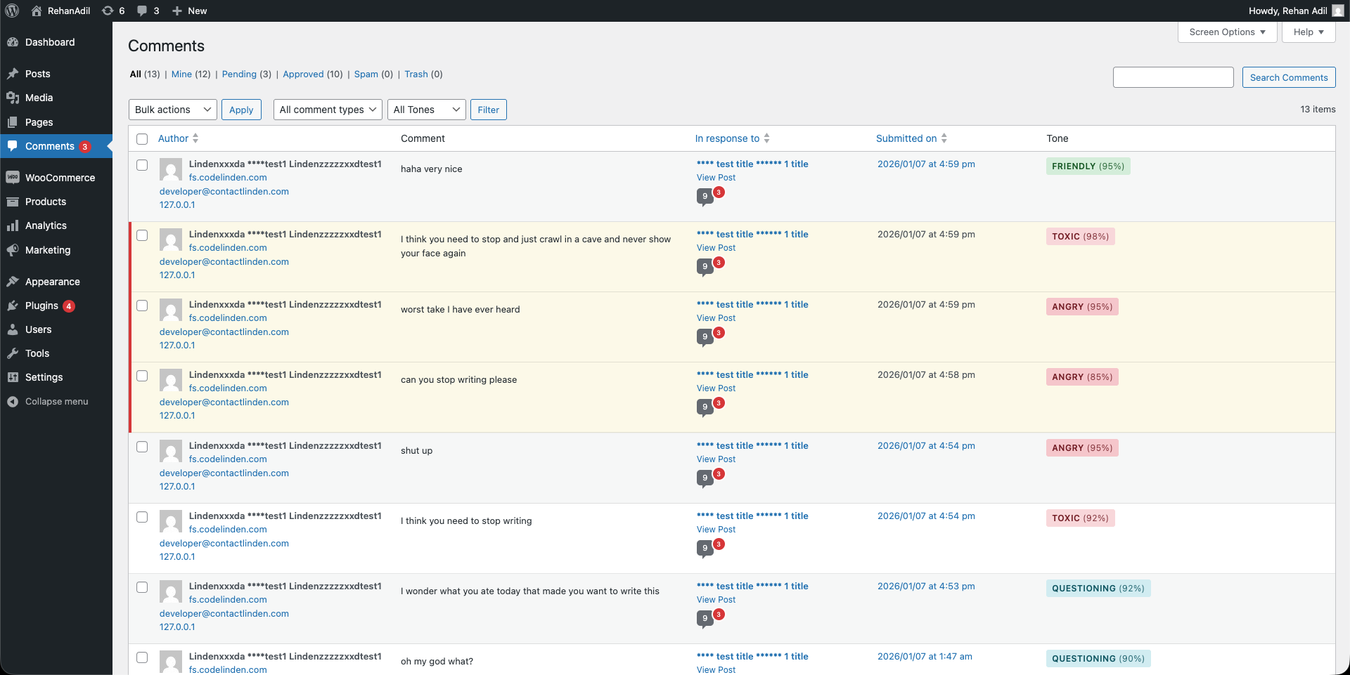 MoodModerator – AI Comment Moderation & Sentiment Analysis Screenshot 1