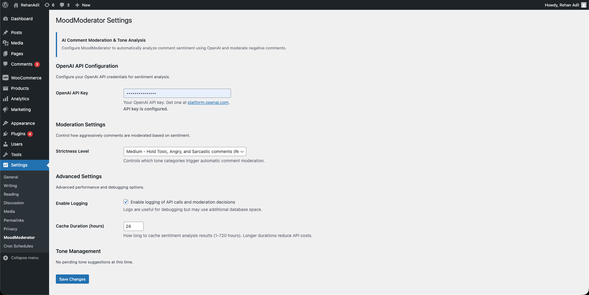 MoodModerator – AI Comment Moderation & Sentiment Analysis Screenshot 2