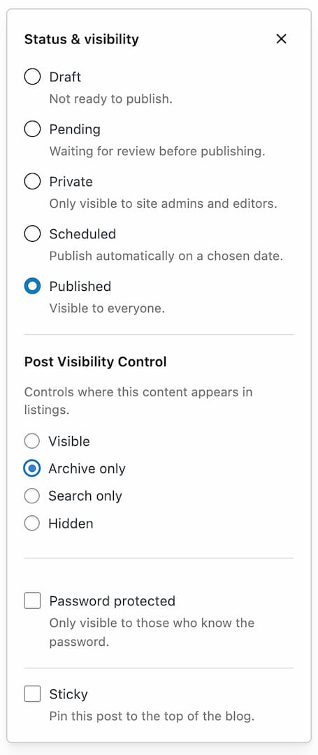 Post Visibility Control Screenshot 2