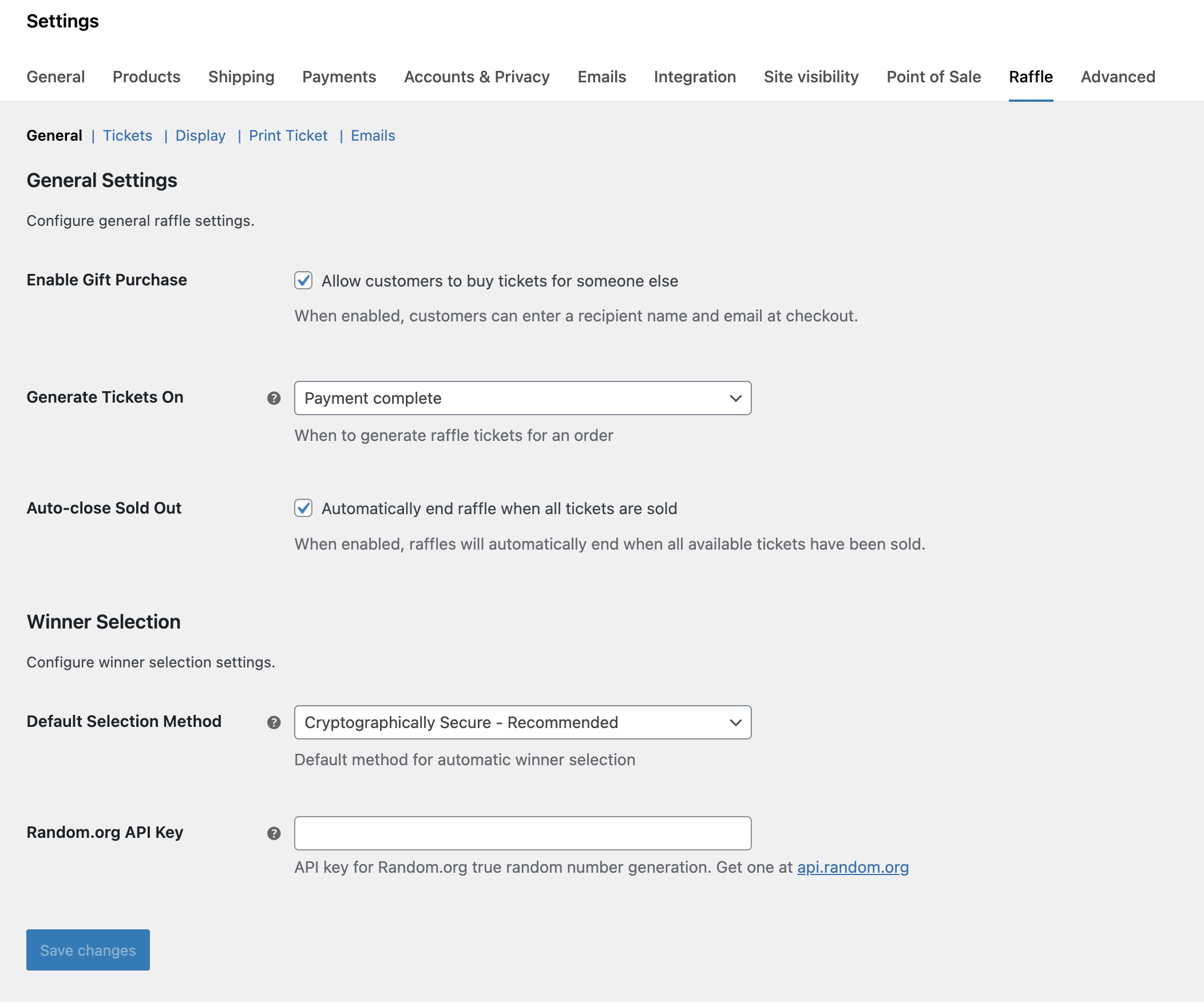 Raffle for WooCommerce Screenshot 1
