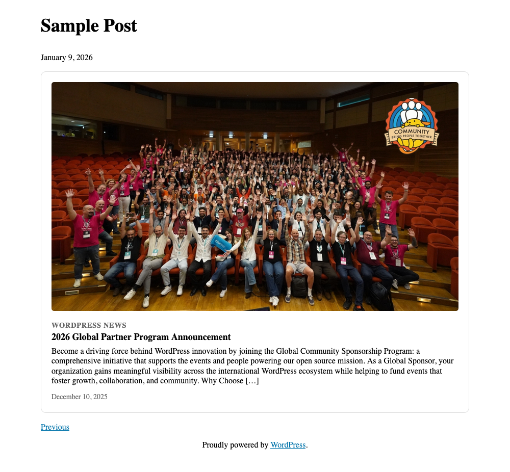 sBird Latest Feed Card Block Screenshot 2