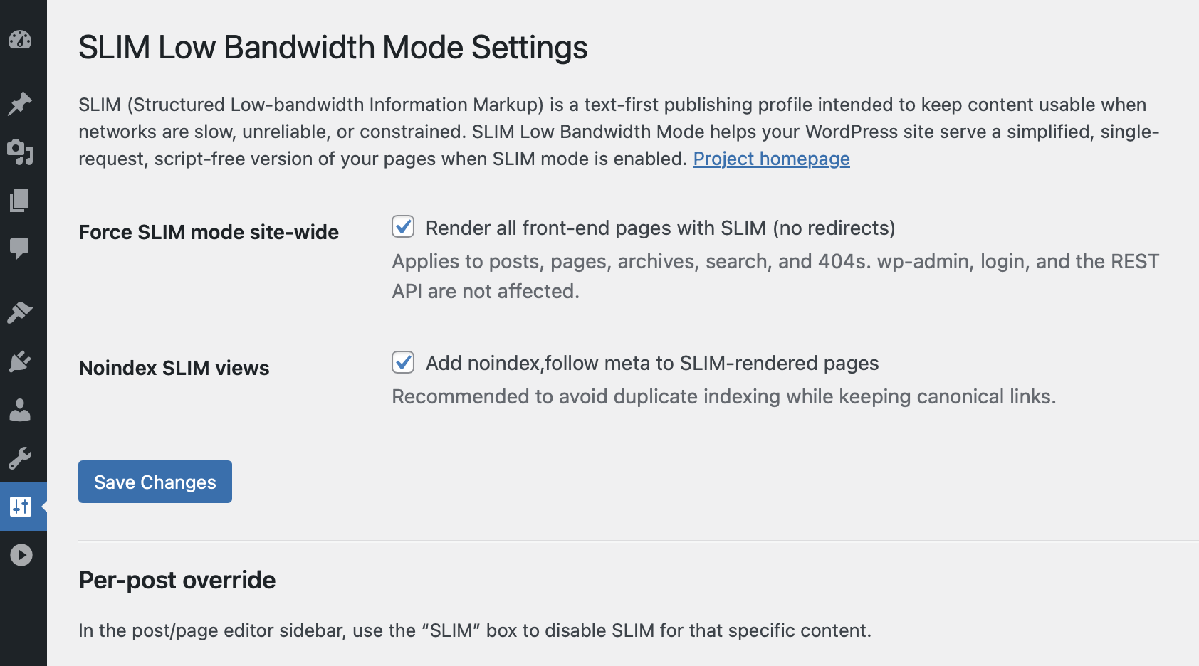 SLIM Low Bandwidth Mode Screenshot 1