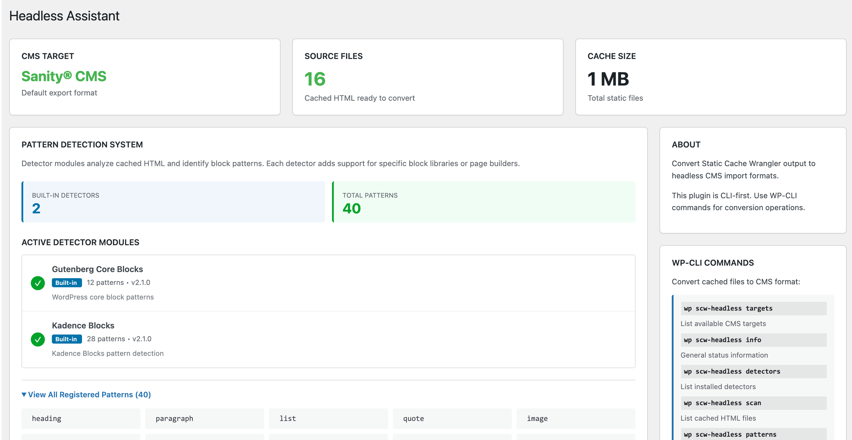 Static Cache Wrangler – Headless Assistant Screenshot 1